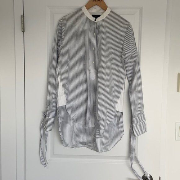 Rag & Bone Dylan striped button down silk cotton shirt - Picture 3 of 13